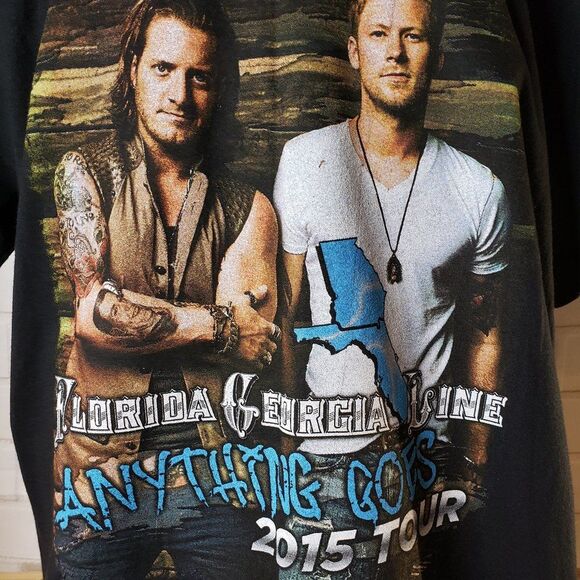 Florida Georgia Line Black Concert T Shirt 2015 Tour size L large Anything Goes - Picture 1 of 13